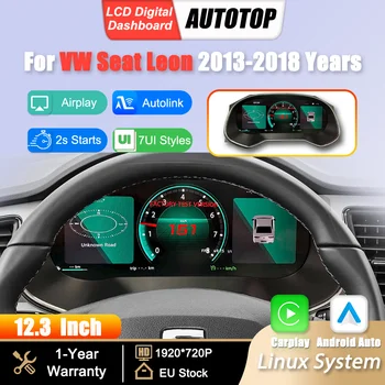 Panel de Instrumentos Digital LCD Linux de 12.3 Pulgadas para VW Seat Leon 2013-2018, Carplay Inalámbrico, Android Auto, Cabina Virtual 1