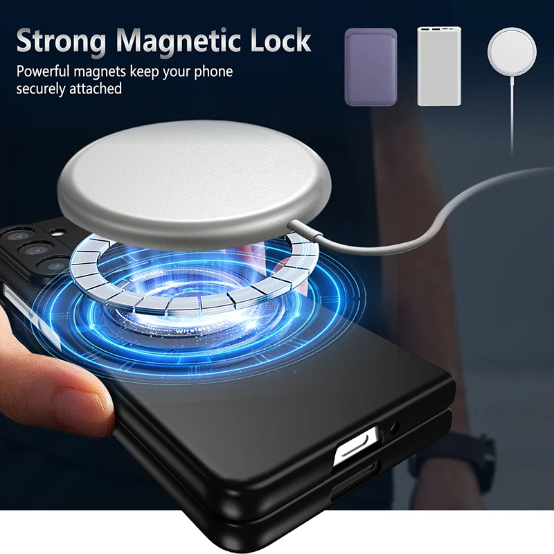 Magnetic Wireless Charging Case with 360° Rotating Stand Holder and O-Ring Grip