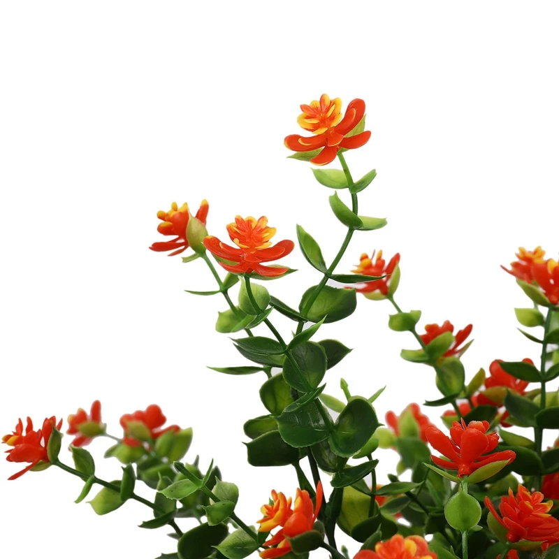 

32Pcs Artificial Flowers Outdoor Uv Resistant Plants, 32 Branches Faux Plastic Greenery Shrubs Plants Orange