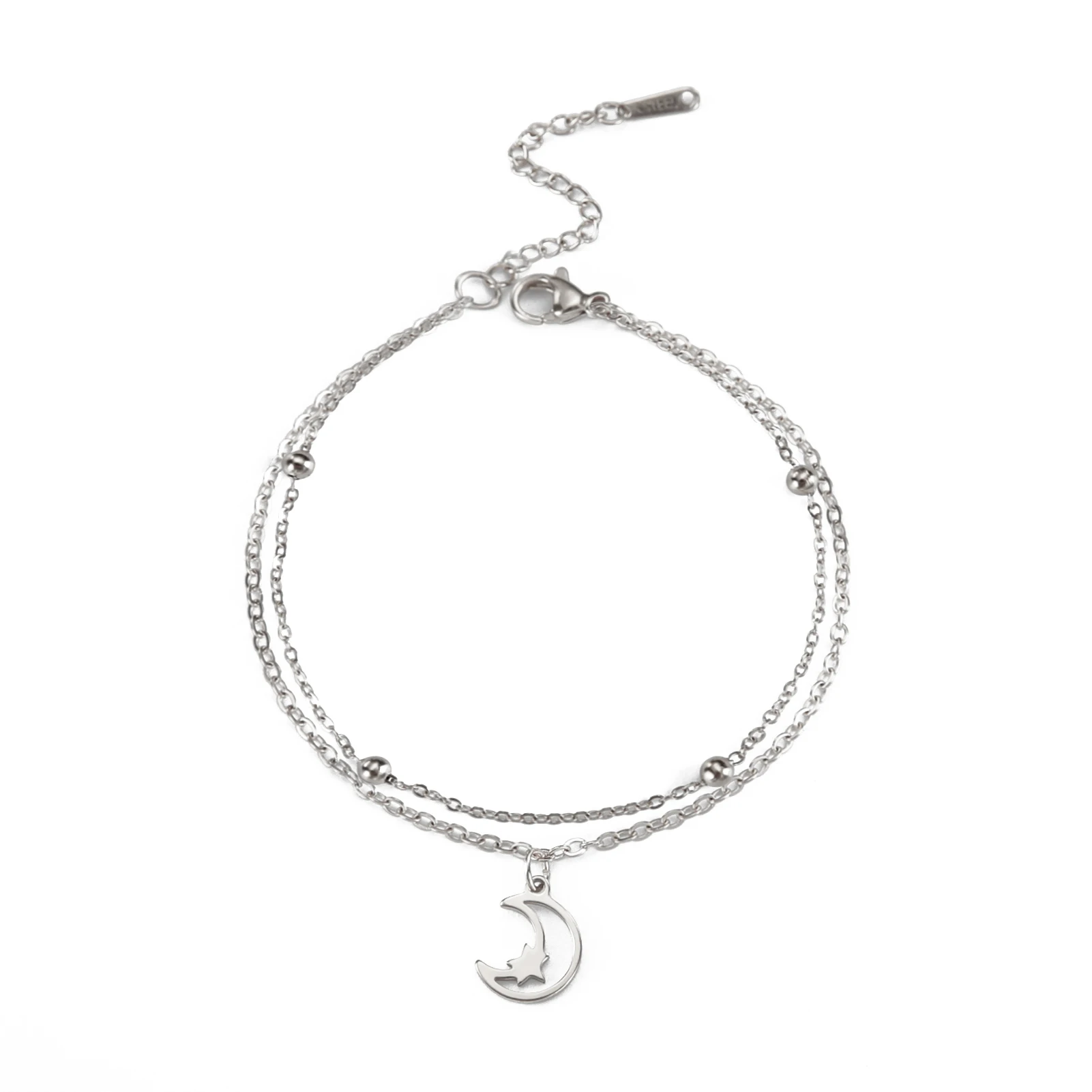 Skyrim-Inspired Sun and Moon Charm Double-Layer Bracelet – Stainless Steel Jewelry Gift