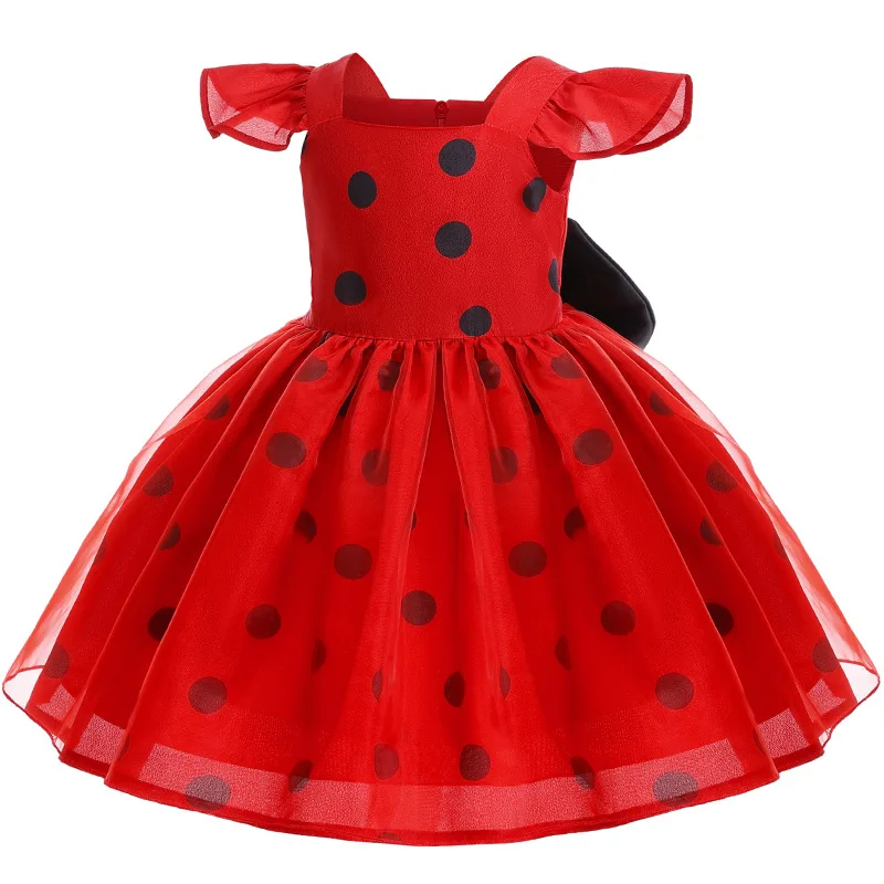 Toddler Girl Halloween Cosplay Ladybug Costume Wing Carnival Hero Girl Dot Print Princess Masquerade Party Performance Dress Girls Dress,Baby Girl Dress