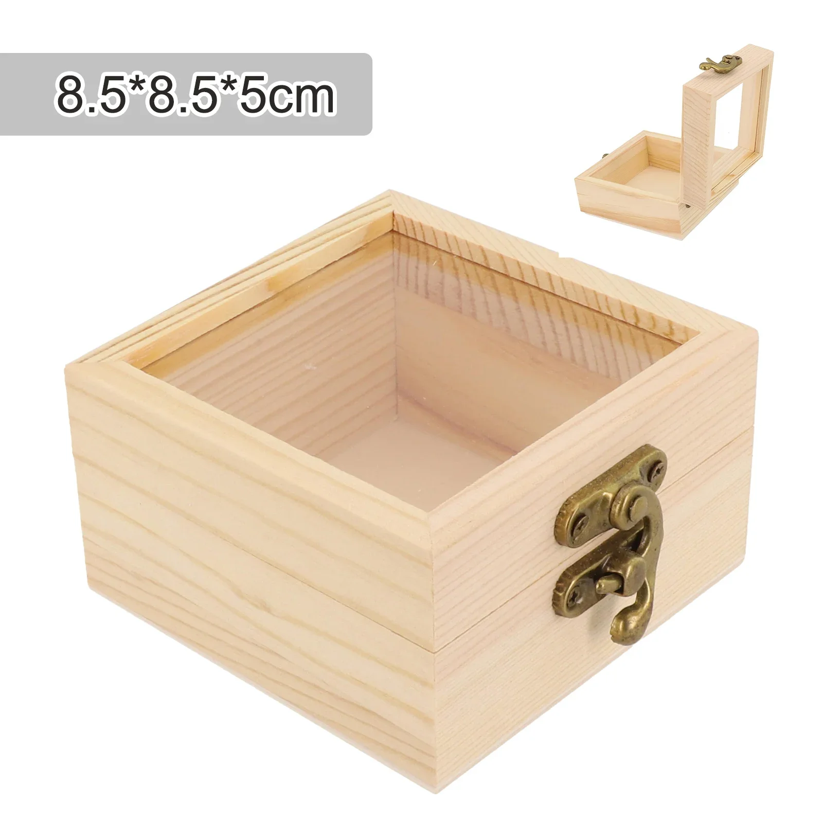 1pcs Log Color Plain Wood Wooden Square Hinged Storage Boxes Craft Gifts Box Handmade Case Box Storage Organization S/M/L/XL 5