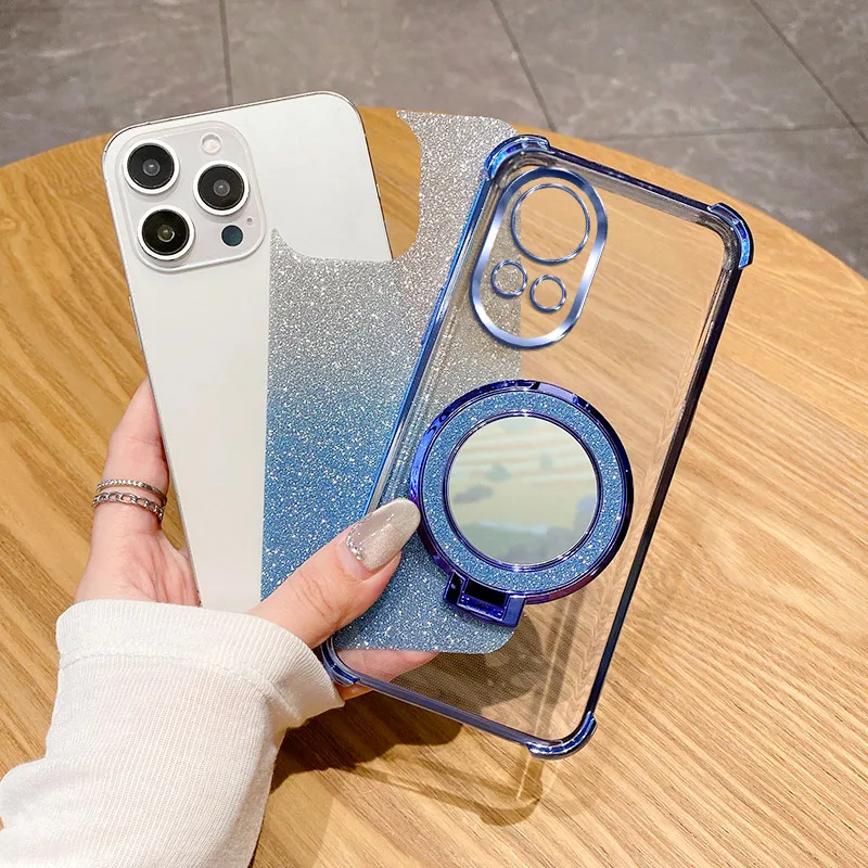Shockproof Glitter Mirror Ring Holder Phone Case Cover