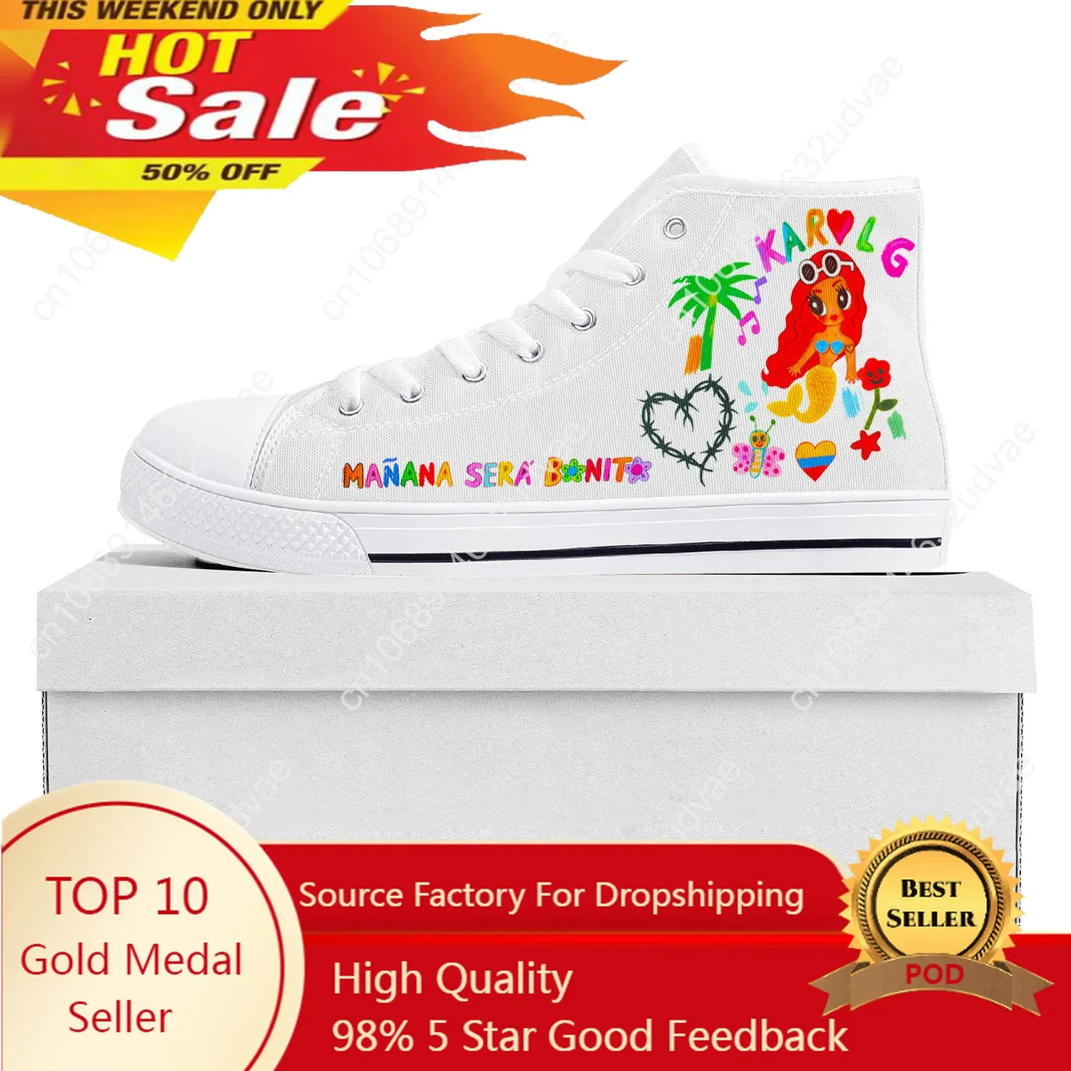

Manana Sera Bonito Karol G High Top High Quality Sneakers Mens Womens Teenager Canvas Sneaker Casual Couple Shoes Custom Shoe
