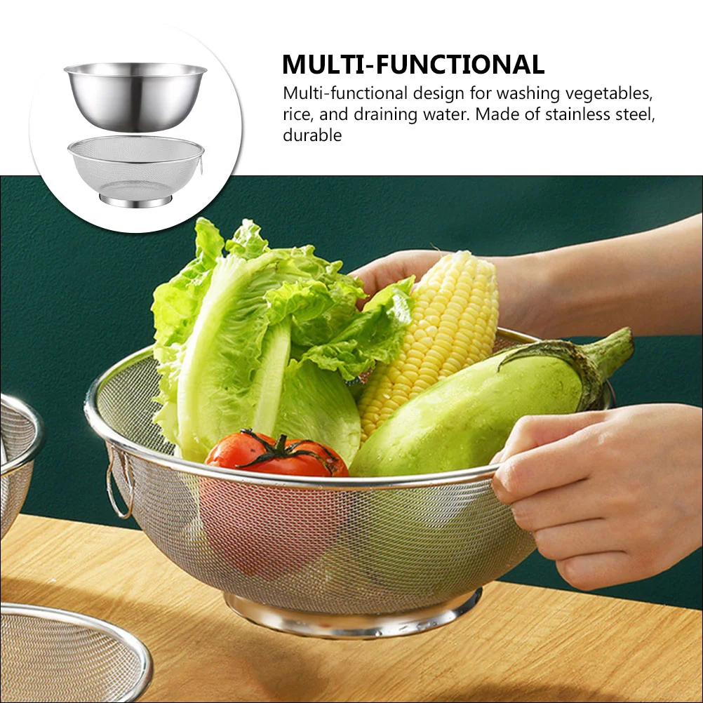 Stainless Steel Colander With Bowl Set - 4-in-1 Kitchen Strainer For Pasta, Rice & Veggies - View #10