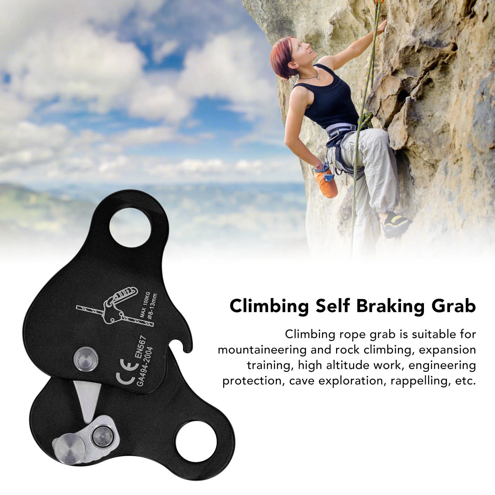 Advanced Mountaineering and Climbing Self-Locking Rope Device for Fall Protection and Descent Control