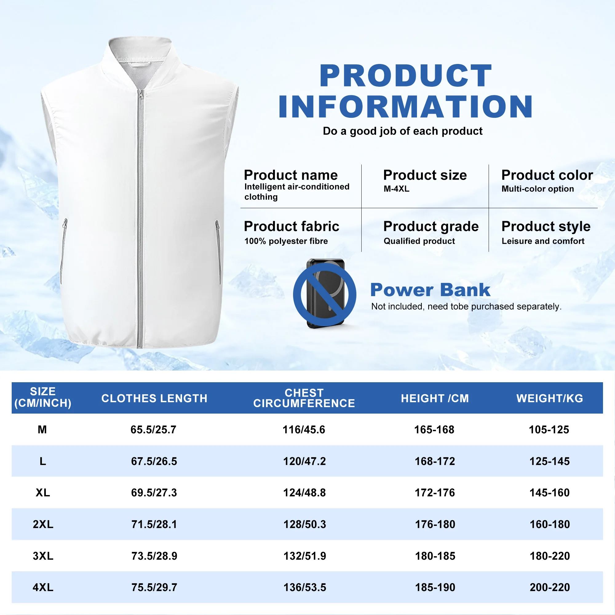 Cooling Vest Electric fan Cooling Fan Air-conditioned Hiking 13 Hours High Temperature Work Fishing