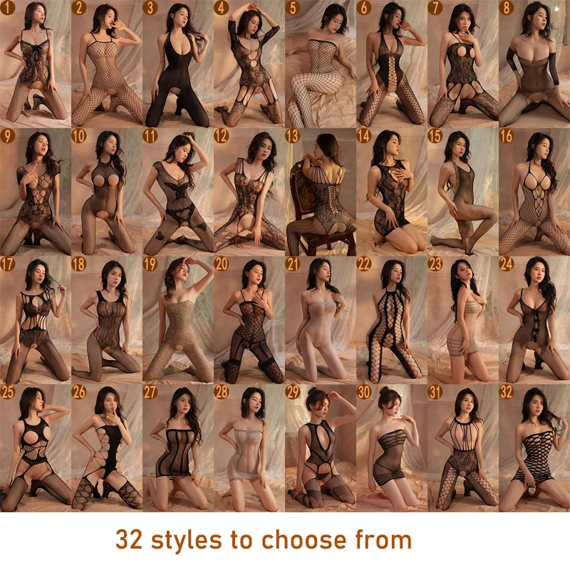 Women Sexy Crotchless Erotic Lingerie Fishnet Mesh Bodysuit Female Stretch Open Crotch Teddy Hollow Out Bodystockings women underwear sexy lingerie