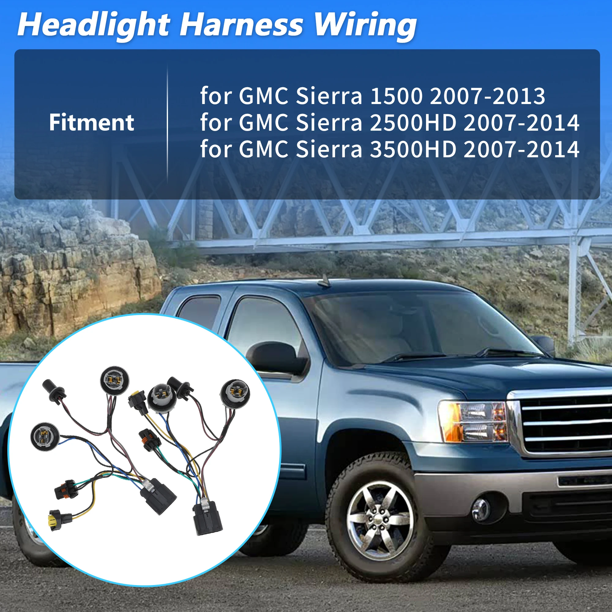 X Autohaux 헤드라이트 배선 GMC 시에라 1500 2500HD 3500HD 2007-2013용 No.15841610