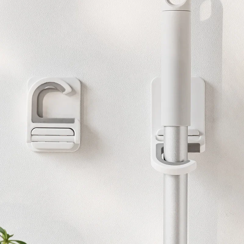 Wall Mount Broom Mop Clip Holder Self-adhesive Broom Brush Mop Hanger Organizer Rack Kitchen Bathroom Multi-Purpose Hook