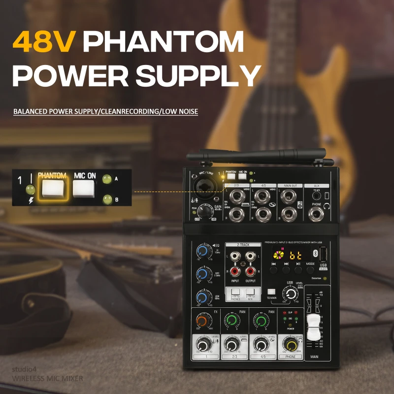 

Беспроводной микрофон с аудио-микшером, студийный 4 микрофон для караоке, Bluetooth, DJ для телевизора, компьютера, дома, детской комнаты, для церкви, новинка 2024