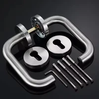 มือจับประตูเหล็กกล้าไร้สนิม 304 มาตรฐานยุโรป แบบท่อกลม มุมฉาก แบบแยกส่วน สำหรับประตูภายในและประตูภายนอก ทนไฟ 3