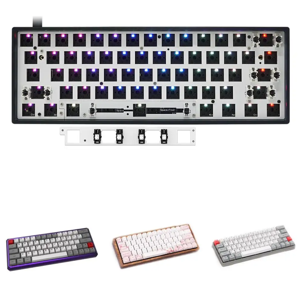 Kit de Teclado com Fio Personalizado Compatível com Bluetooth Modo Duplo Montagem Pcb Swappable 60 Rgb Gk61x Gk61xs - Imagem 5