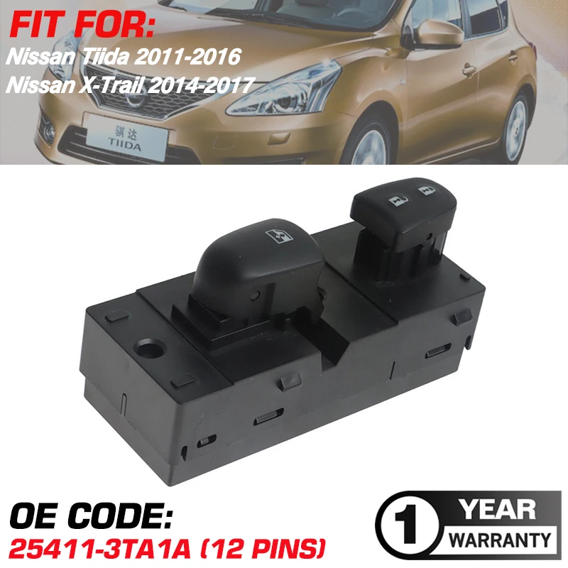 25411-3TA1A Electric Master Window Control Switch Passenger Side For Nissan Tiida 2011-2016 Nissan X-Trail 2014-2017 254113TA1A
