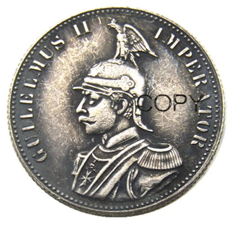 1891 Tedesco Africa Orientale 1/2 Rupie Moneta Guilelmus Ii Imperator Argento Placcato Copia Moneta