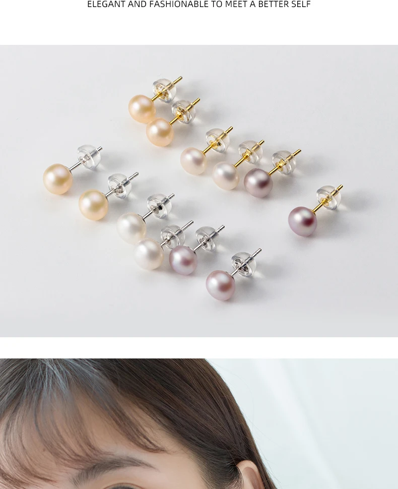 Modian Mehrfarbige natürliche Perle, hochwertiges 925er-Sterlingsilber, Anti-Allergie-Ohrstecker für Damen, edles Schmuckzubehör – Detail 4