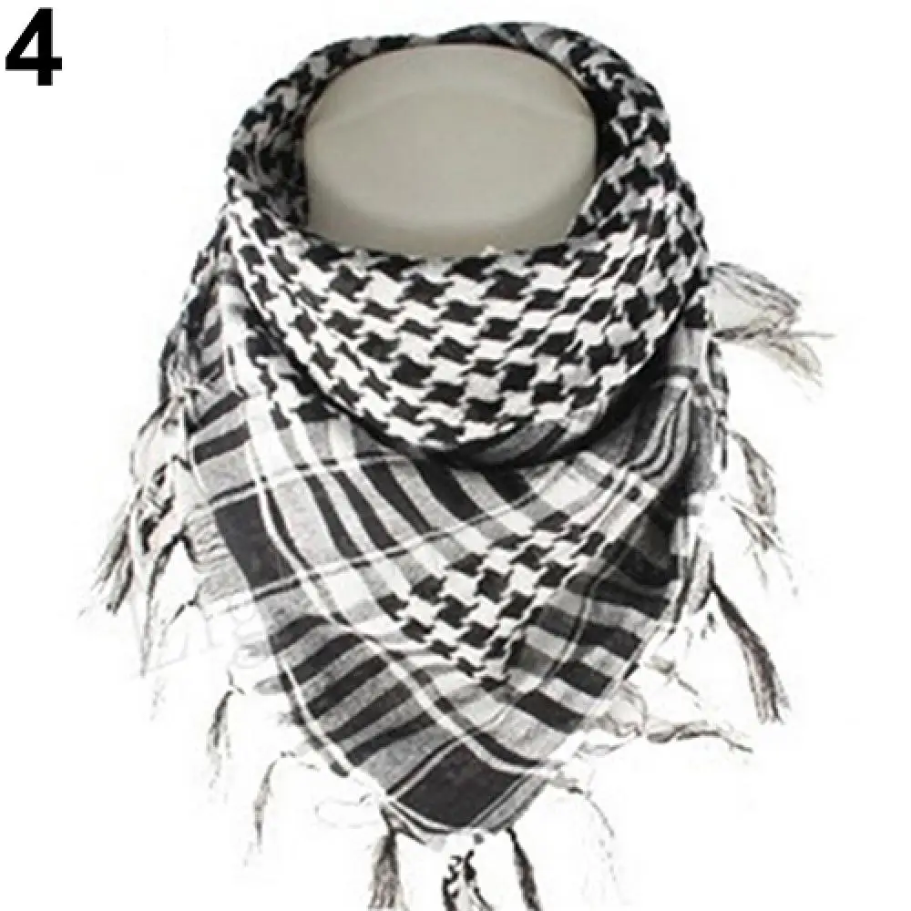100cm Cotton Plaid Scarves Camping Hiking Scarf Windproof Army Military Cycling Scarf Muslim Hijab Desert Arabian Scarf 2