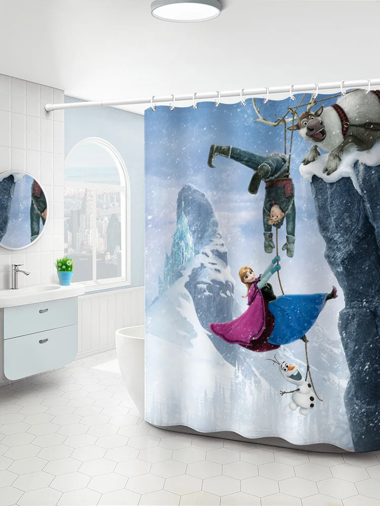 Frozen Shower Curtain, Shower Curtain Fabric Shower Curtain Waterproof  Shower Hooks For Bathroom Curtain Girls Bathroom Decor