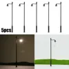 5pcs Model Railway 1:87 Lamp Post Street Lights HO OO Scale LEDs 3.54in Yard Garden Decorative Micro Landscape Decoration Lamp 1