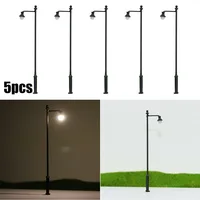 5pcs Model Railway 1:87 Lamp Post Street Lights HO OO Scale LEDs 3.54in Yard Garden Decorative Micro Landscape Decoration Lamp 1