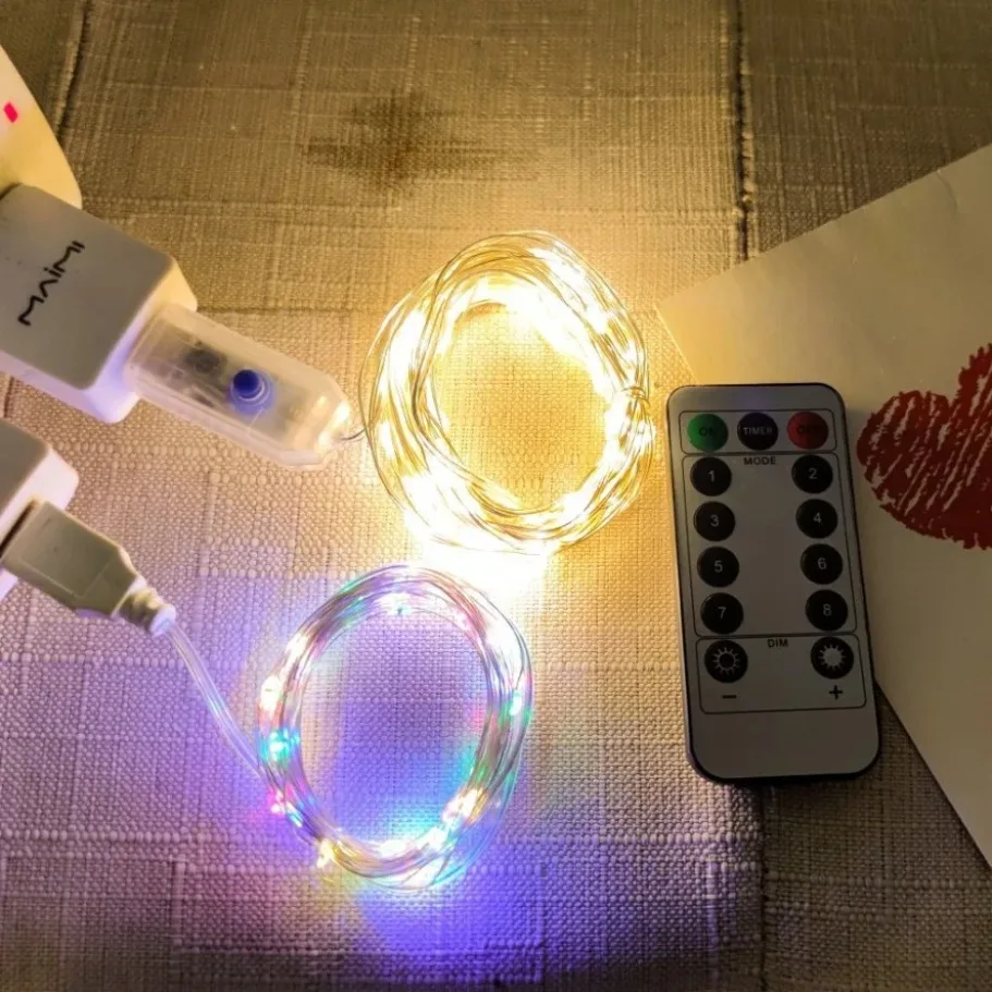 20m/10m Remote Control LED Fairy String Lights - 8 Function USB Decorative Lighting
