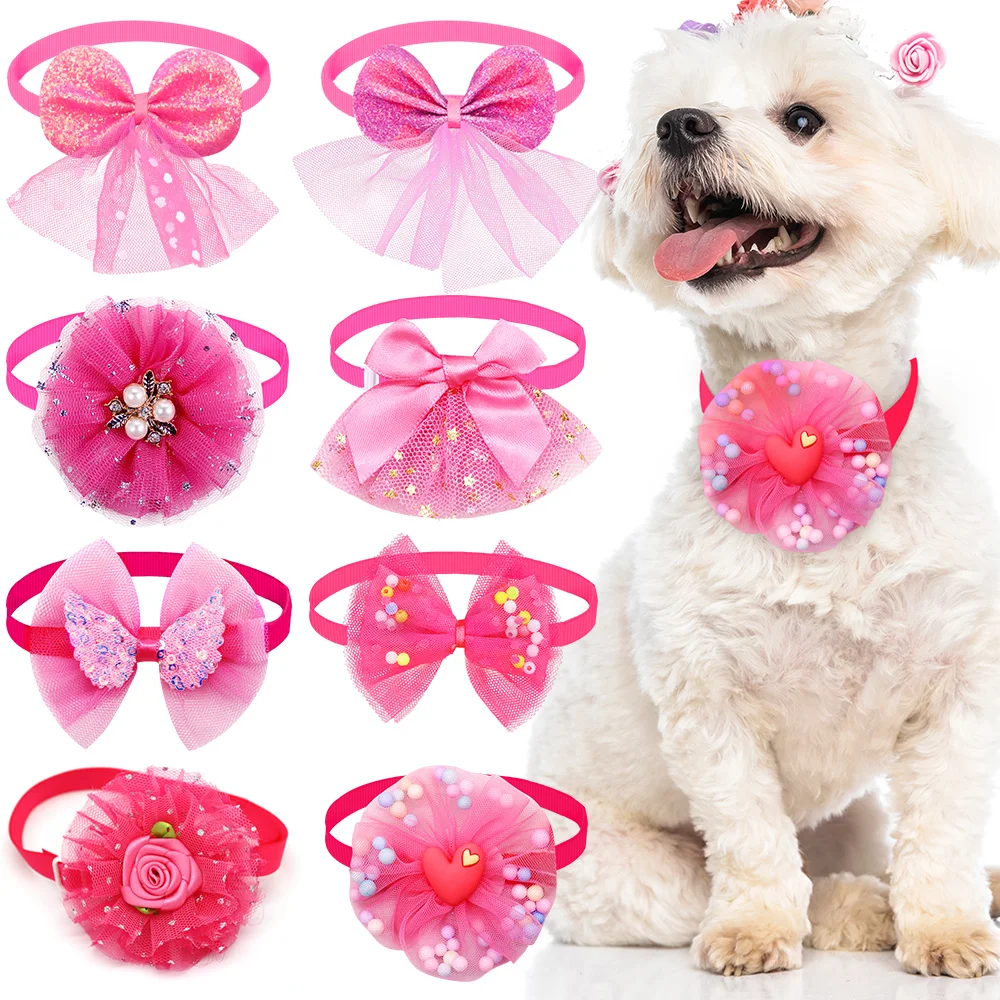Title 10, 10pcs Pet Dog Bow Collar Adjustable Dog Cat Bow...