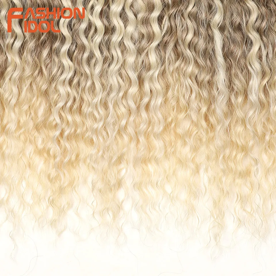 FASHION IDOL 24 Inch 300g Ariel Hair Synthetic Crochet Curly Hair Water Wave Braid Hair Ombre Blonde Braiding Hair Extensions 6