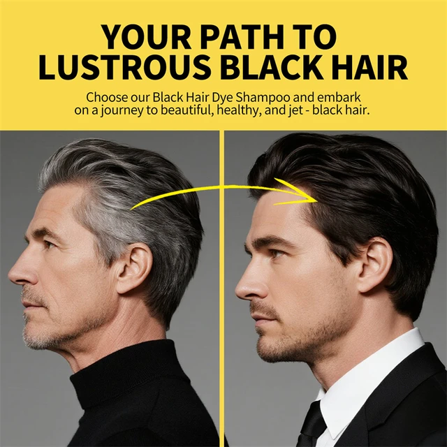 500ml Natural Black Hair Dye Shampoo for Women Men Instant Gray To Black Hair Color Shampoo Men Beard Coloring Shampoo Hair Dyed