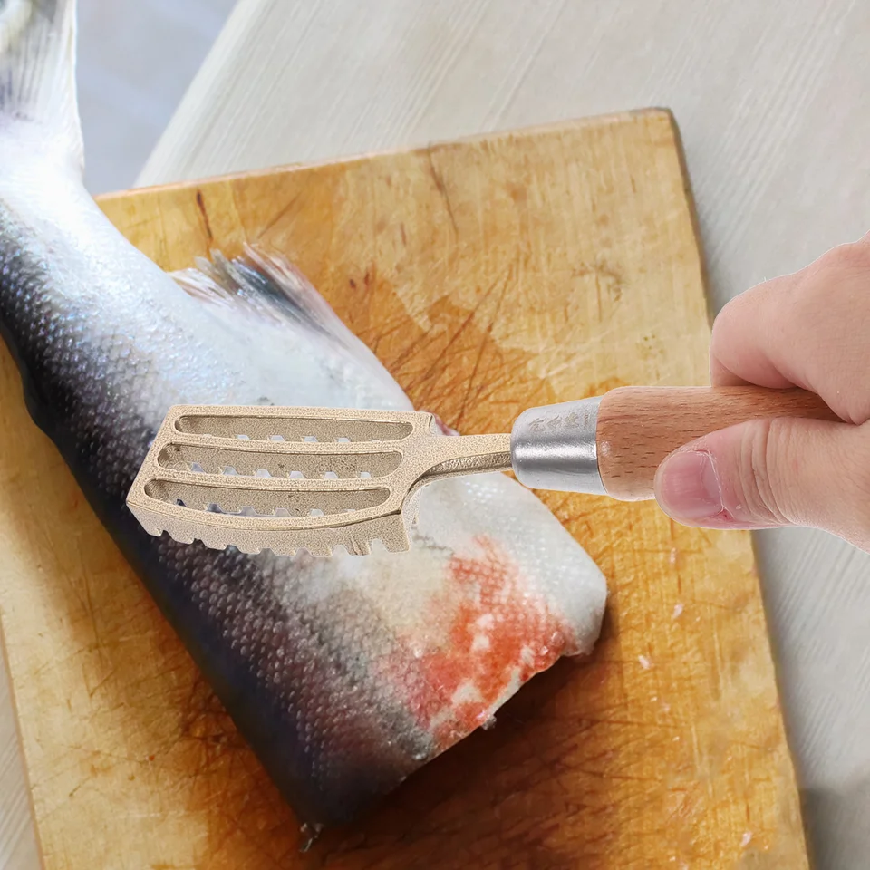 Raspador Escamas Pescado - Con Bandeja Recogida, Acero Inoxidable, 20x5.5 Cm, Para Cocina Y Mercado