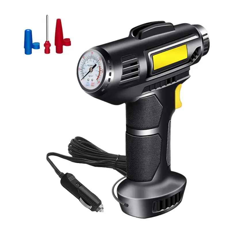 

Car Tire Pump Rechargeable Electric Digital Handheld Tire Pump With LED Light 12V 100W Rapid Tire Inflator Air Compressor For