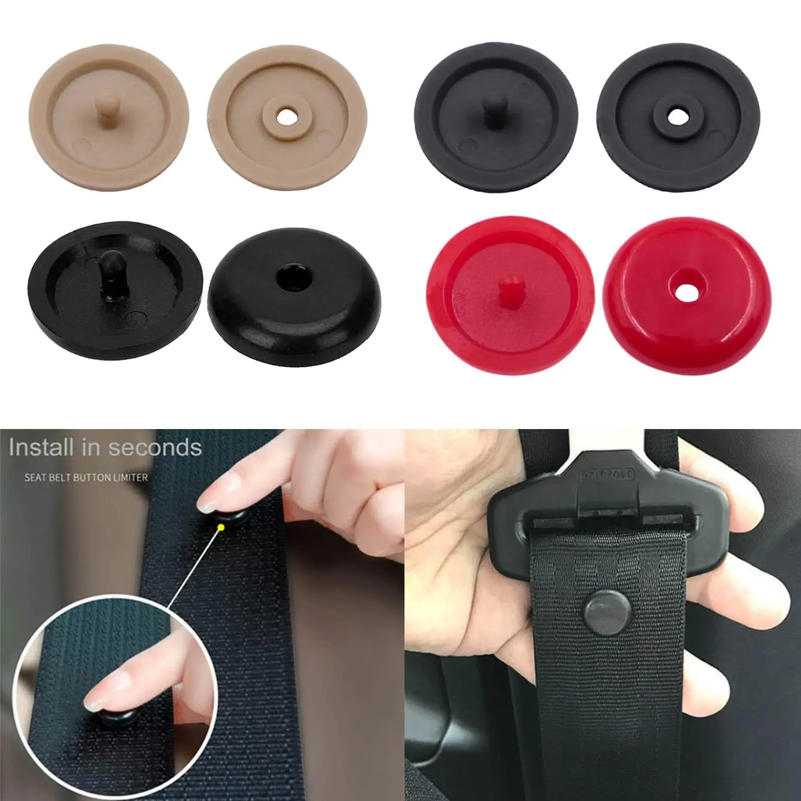 Seat Belt Stop Buttons Prevent Seat Belt Buckle from Sliding Down 10 Pairs Seatbelt Stopper Kit