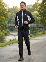 Ensemble de survêtement colorblock imprimé Run Letter pour homme – Veste de sport athlétique et pantalon avec poches zippées 3