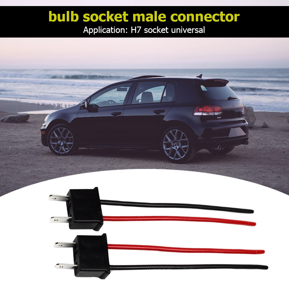 2개 H7 전구 소켓 배선 하네스 헤드라이트 12V-24V ABS 및 구리선 플러그 앤 플레이 안개등 남성 커넥터 피그테일