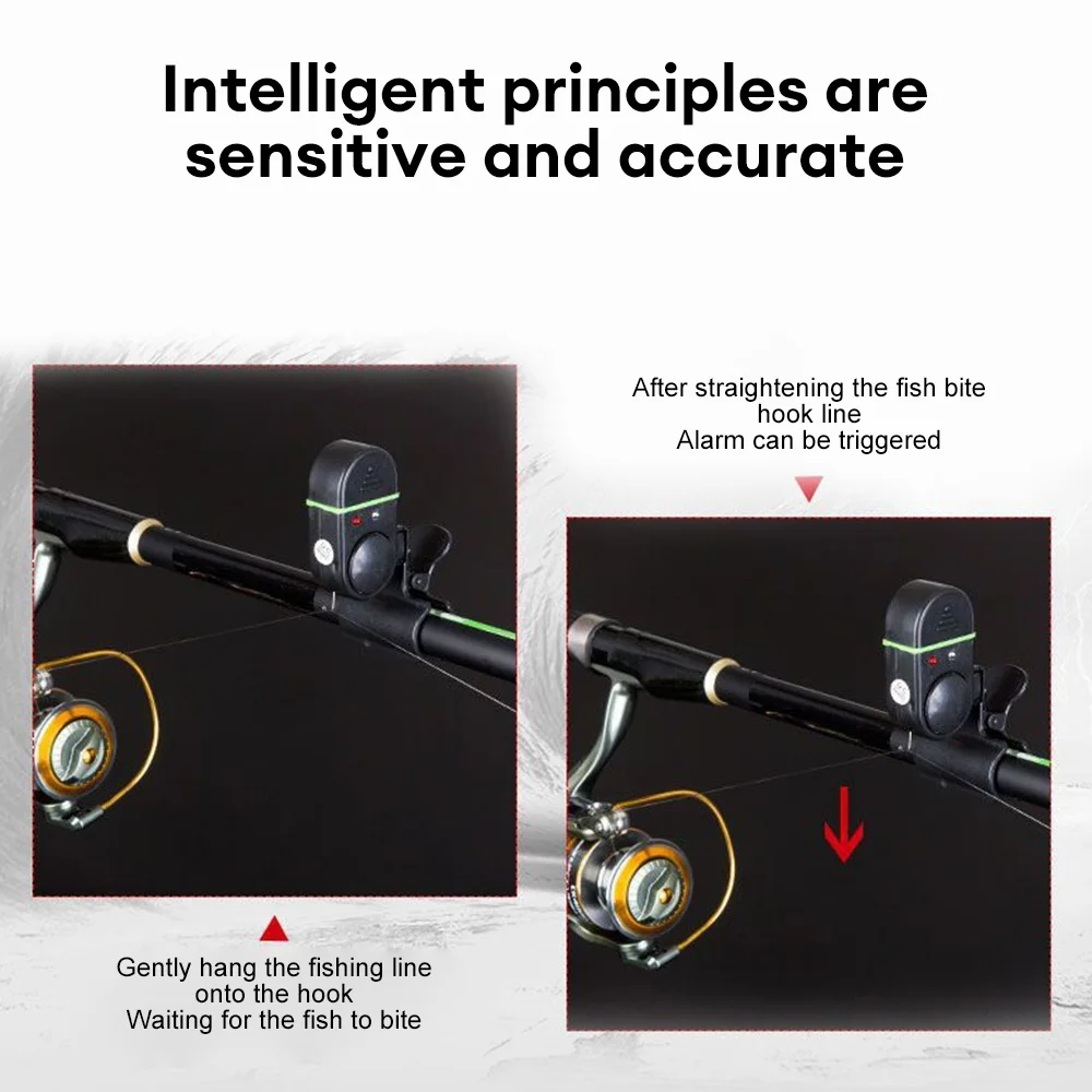 1/2pcs Fishing Alarm Fish Bite Lure Alert Alarm Sound Bell LED Light Indicator Clip-on Fishing Rod Outdoor Buzzer Fishing Tool