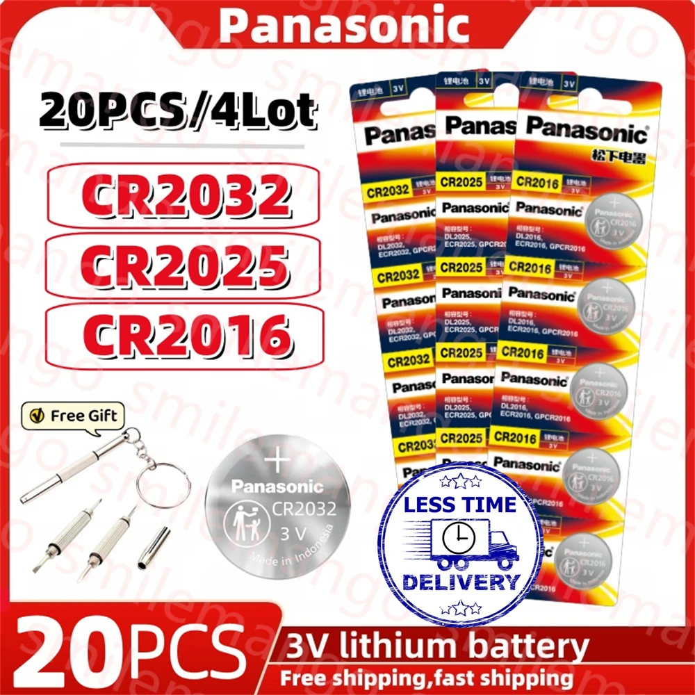 Panasonic 20Pcs 3V Cr2032 Batterie A Bottone Cr2025 Cr2016 Batteria Al Litio A Moneta Per Telefono Cellulare Per Calcolatrici Giocattolo Elettroniche 
