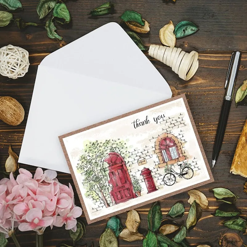 Clear Rubber Stamps 1Sheet Street Scenery Tree Door Bike Windows Postbox