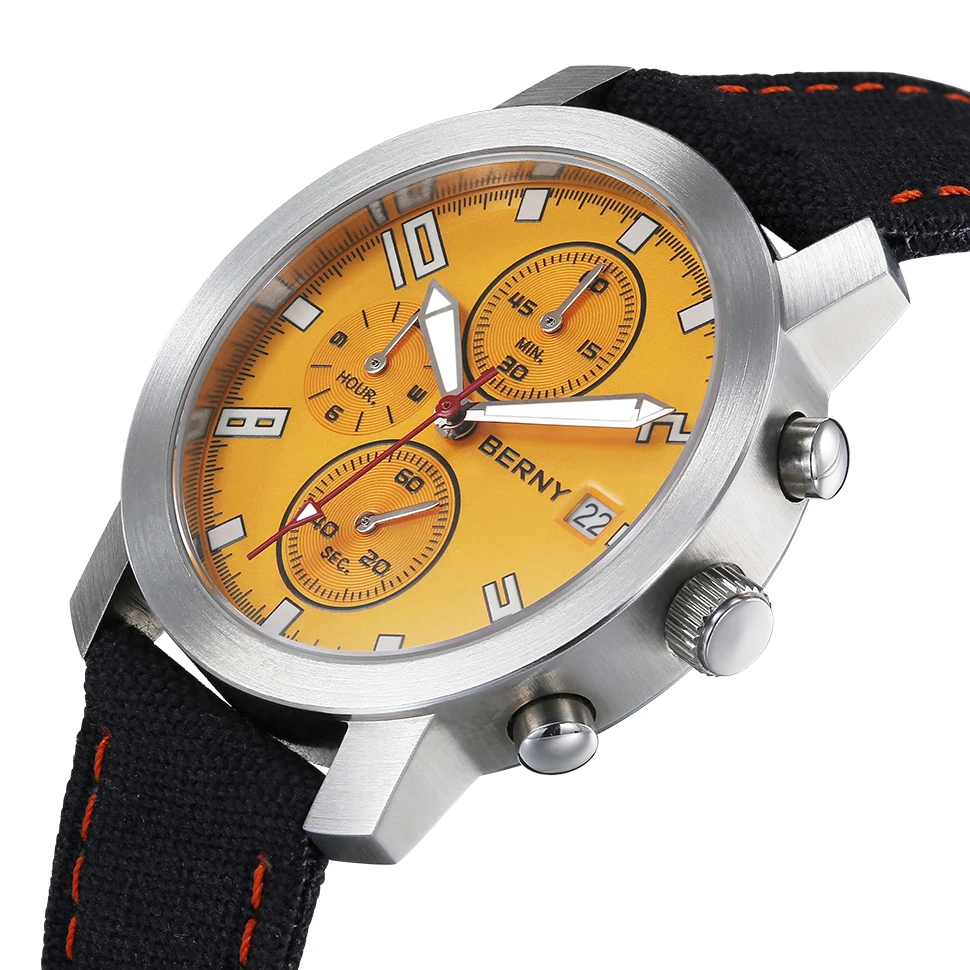 Pilot Watch for Men Sports Quartz Wristwatch Chronograph Multifunction Sapphire Super Luminous 5ATM Date Men Military Army Watch