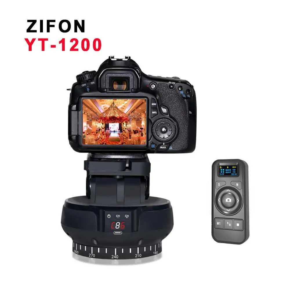ZIFON YT-1200 Auto Motorized 360&ordm; Rotating Panoramic Stabilizer Head Remote Control Pan Tilt for Phone Camera GoPro VS YT-1000