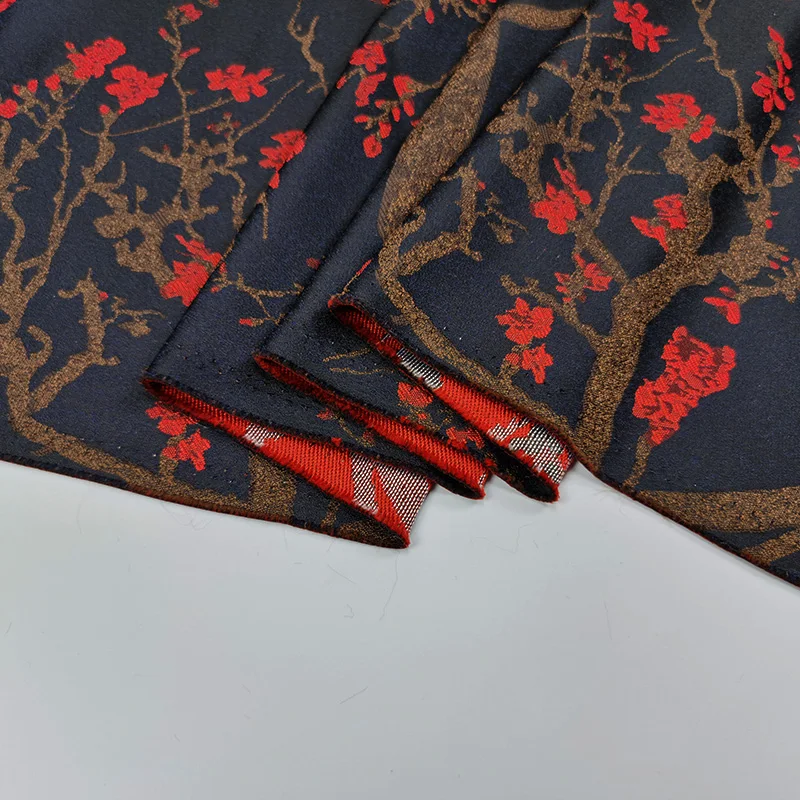 

Brocade Jacquard Fabric Autumn Winter Branch Plum Windbreaker Children's Dress Cloth Fashion Design Sewing Wholesale Material