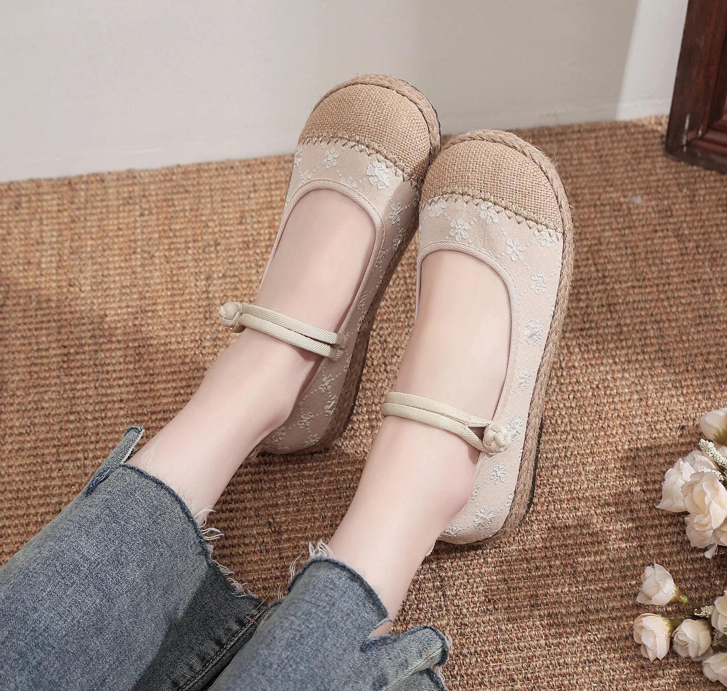 

CY49 2024 new embroidered linen shoes light mouth single shoes craft car sewing casual shoes Fisherman shoes artistic linen shoe