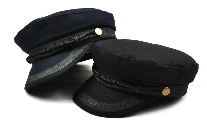 Militärhut, schwarze Hüte für Damen, Damen, Militärhut mit flachem Zylinder, Mütze, weiblich, Gorras, Frau, britischer Stil, Marinegrau – Detail 6