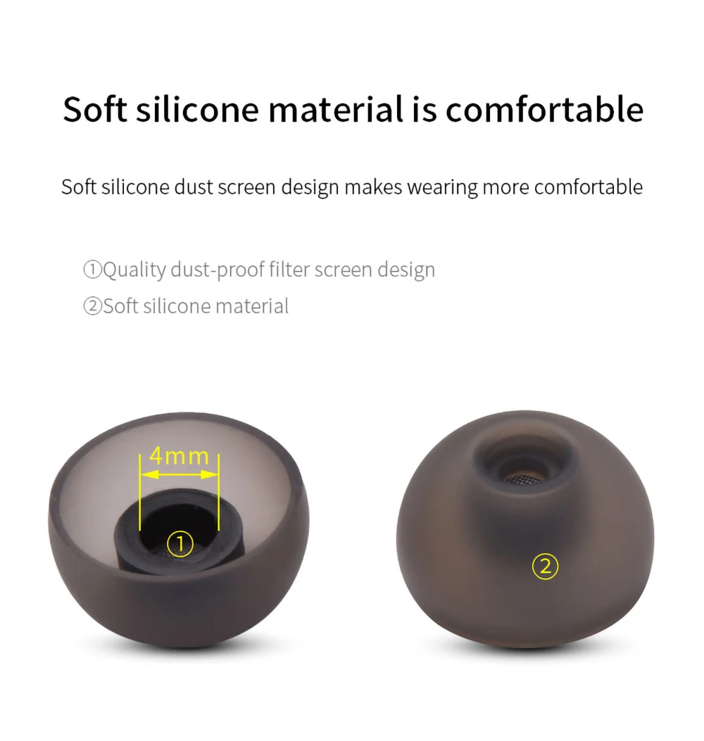 6Pcs Silicone Ear Tips for Samsung Galaxy Buds 2 Eartips TWS for Beats Studio Buds Fit Pro Tips Dust Filter Screen Earplugs 4mm