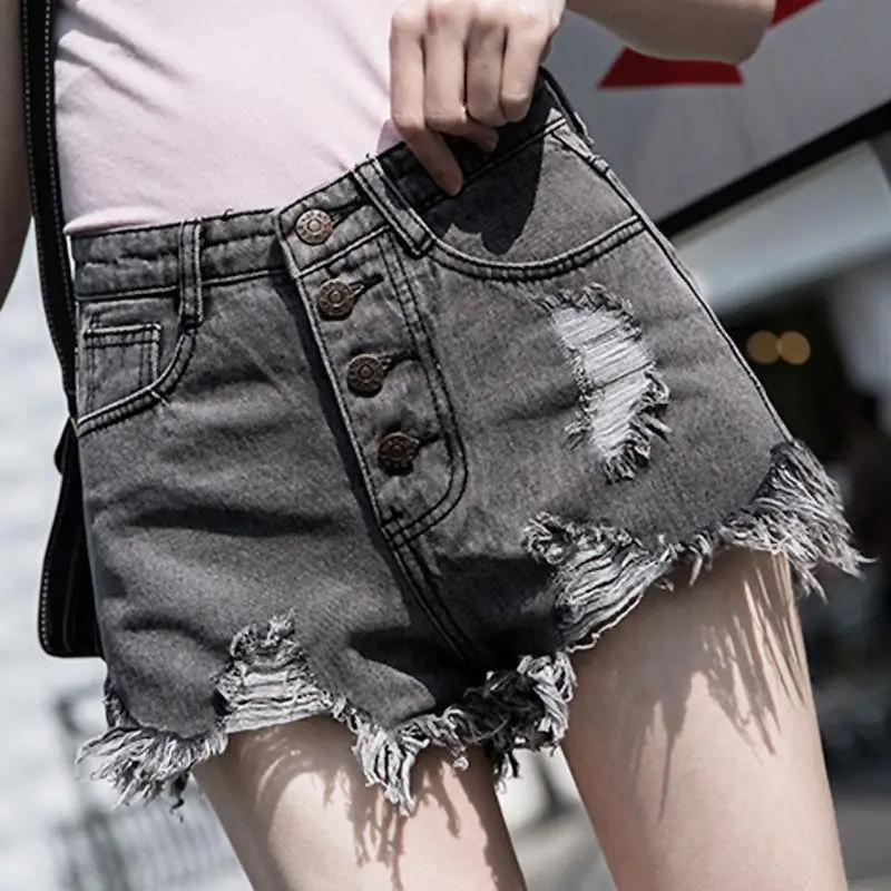 Womens Shorts Jeans with Waist Pocket Short Pants for Women To Wear Ripped Denim High Wide Outdoor Summer Design XL Korean Style