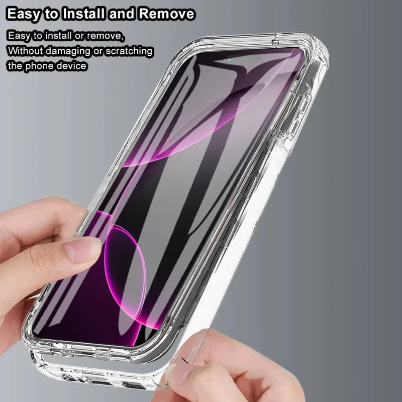 360° Clear Full Body Phone Case with Air Shockproof Protection and Built-in Screen Protector