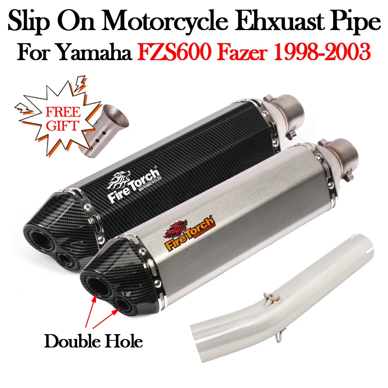 Slip On Per Yamaha Fzs600 Fzs 600 Fazer 600 1998 - 2003 Scarico Moto Modifica Fuga Moto Db Killer Marmitta Tubo Di Collegamento Centrale