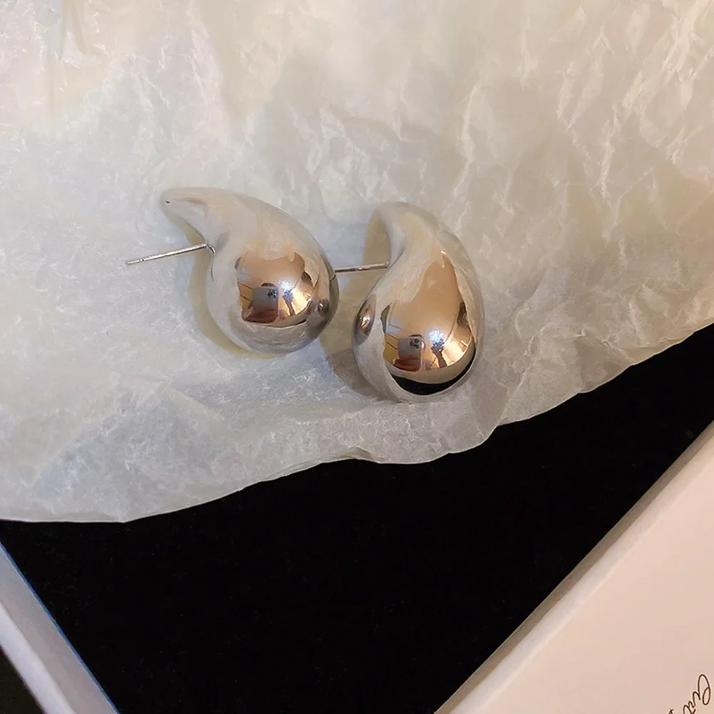 Drop earrings golden earrings dome teardrop earrings exaggerated large water drop metal for women retro gold