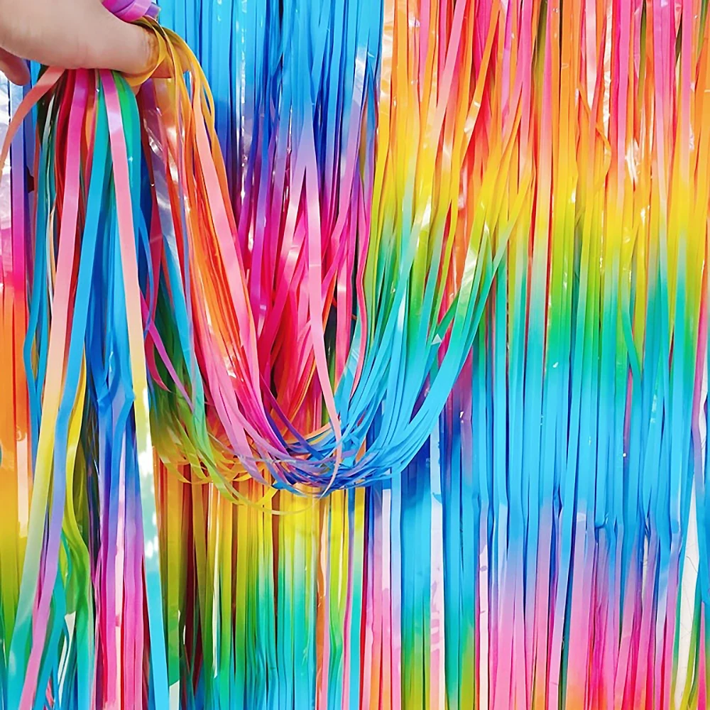 Rainbow Foil Fringe Curtain Macaron Curtains Photo Booth Backdrop Rainbow Foil Fringe Curtain Macaron Curtains Photo Booth Backdrop