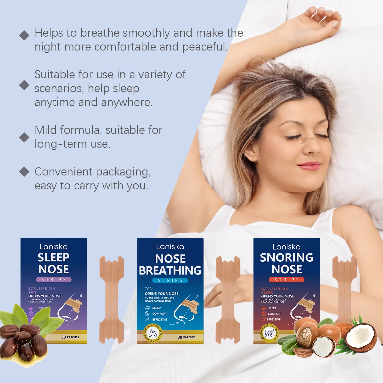 Better Breathing Nasal Strips Reduce Snoring Relieve Nasal Congestion Discomfort Preventing Sleep Apnea Ventilation Nose Patches