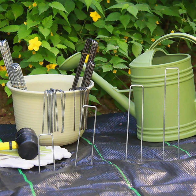 6 Hüvelykes Horganyosított Acélkert Tétkékkapocsok U Alakú Rögzítő Csapok A Gyomszövet-Terület Szövet Hálószéli Területének Rögzítéséhez - Image 6