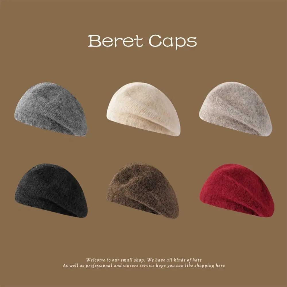 

French Artist Wool Blend Beret Caps Warm Headwear Elegant Painter Hat Soft Women's Beanies Autumn Winter